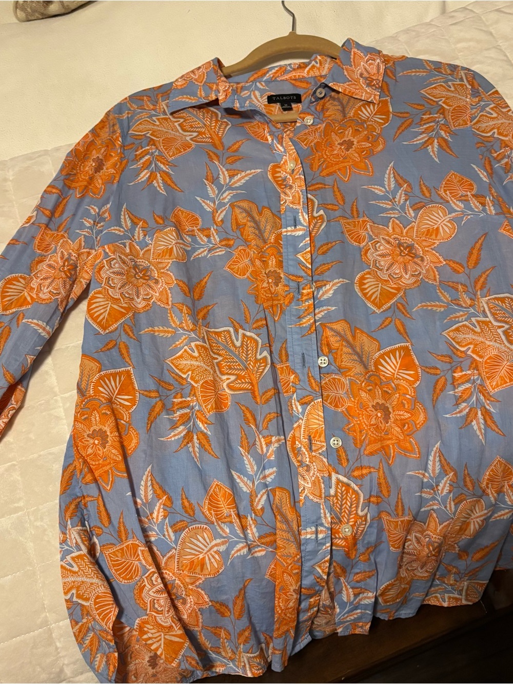 Talbots Blue & Orange Floral Button-Down Shirt